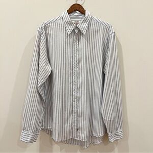 Polo Jeans Co Ralph Lauren Shirt Mens L Blue Striped Button Up Long Sleeve Retro